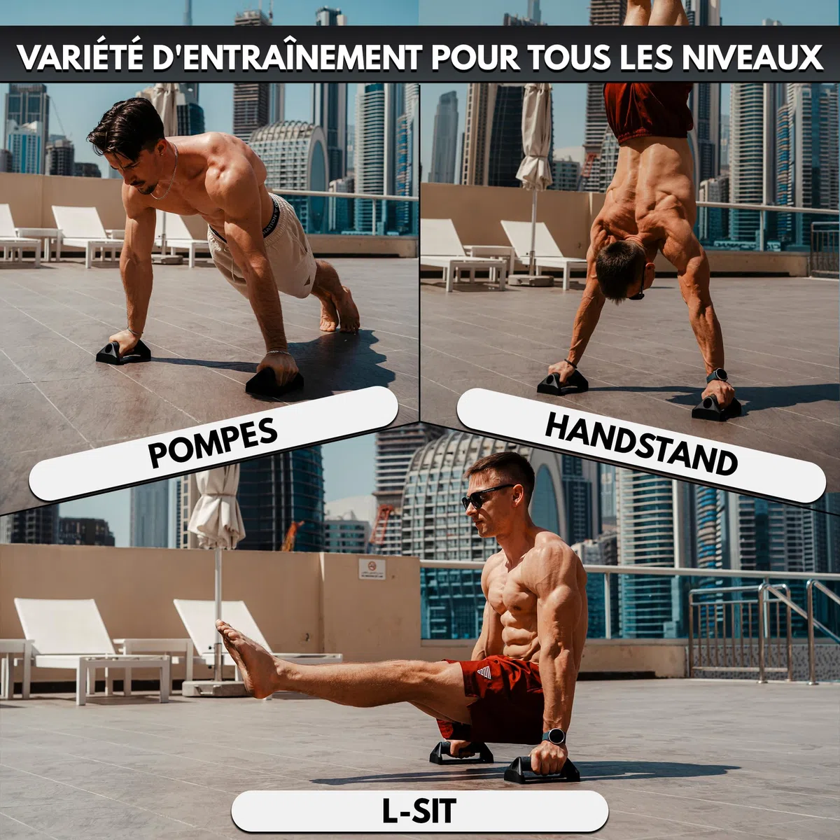 GORNATION Poignées de Pompes Antidérapantes, Push Up Bars pour Fitness & Calisthenics, Supports de Pompes Légers et Transportables, Grip Optimal pour Musculation & Street Workout