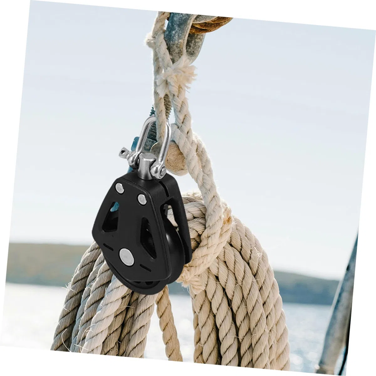 2pcs Bloc de Roulement à Double Poulie en Nylon et Acier Inoxydable, Système de Poulie Polyvalent avec Rotation pour Levage Facile sur Voilier et Accessoires Marins