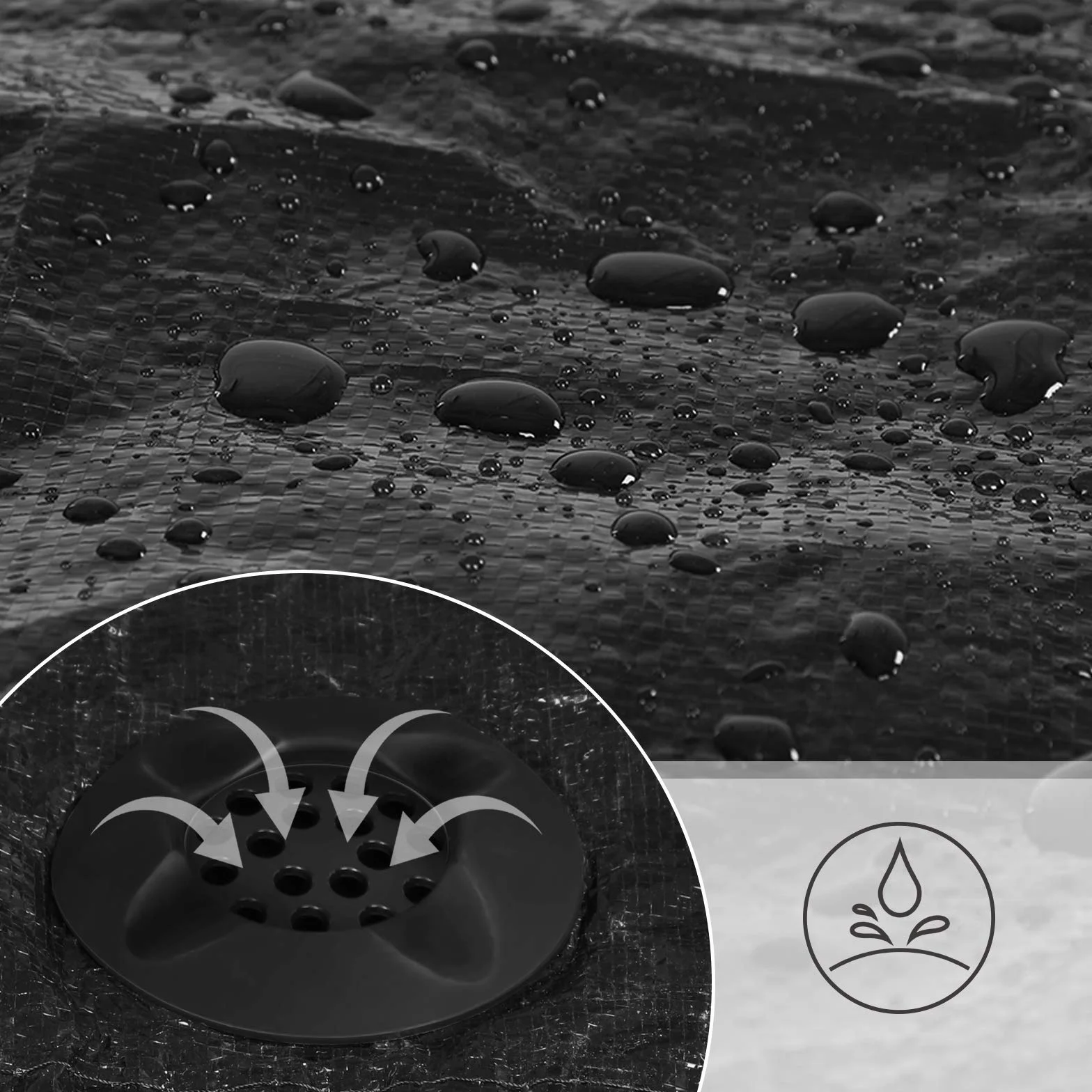 SONGMICS Housse de Trampoline,Ø 244 305 366 cm, Bâche de Protection, avec Trou d’évacuation d’Eau, Protection Contre la Pluie, Le Soleil, la Neige, Sangles élastiques, Crochets