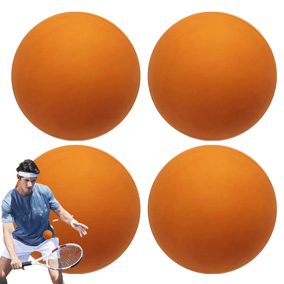Balle de squash BOLLE - Petites boules de citrouille | Haute visibilité pour sports de plein air Balle creuse en caoutchouc | Portable Dot Bounce Rubber Hollow | Entraînement de joueurs pro