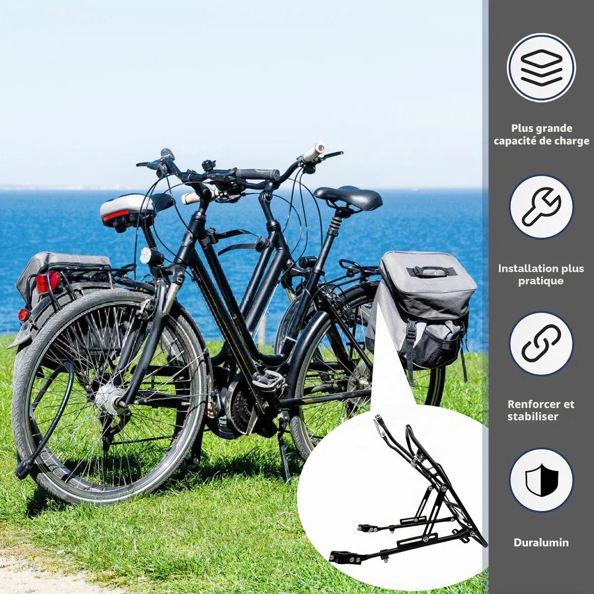 Porte-bagages universel pour vélo, réglable pour 24-29 pouces, capacité maximale de 35 kg