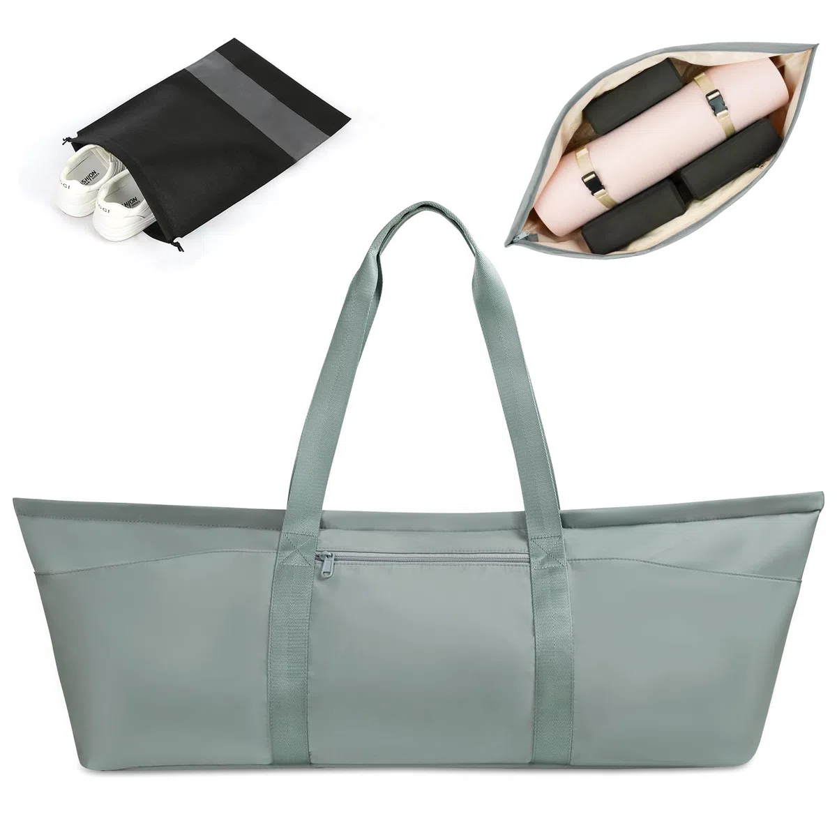 Aucuu Sac de Fitness Sport, Sac de Sport pour Femme avec Compartiment Humide et Sac à Chaussures, Sac de Voyage, Grand Sac Tapis Yoga Pilates, Sac Tapis Yoga pour Hommes et Femmes