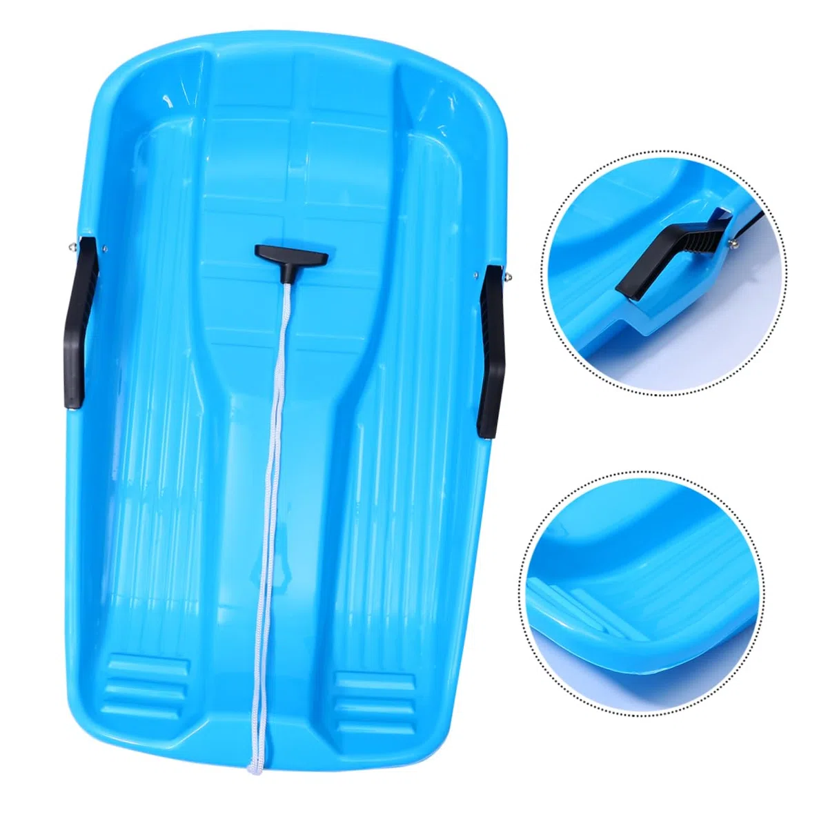TraîNeau À Neige en Plastique 65Cm Luge Adulte Et Enfant avec PoignéE AntidéRapante Ergonomique pour Sports d'hiver Plein Air