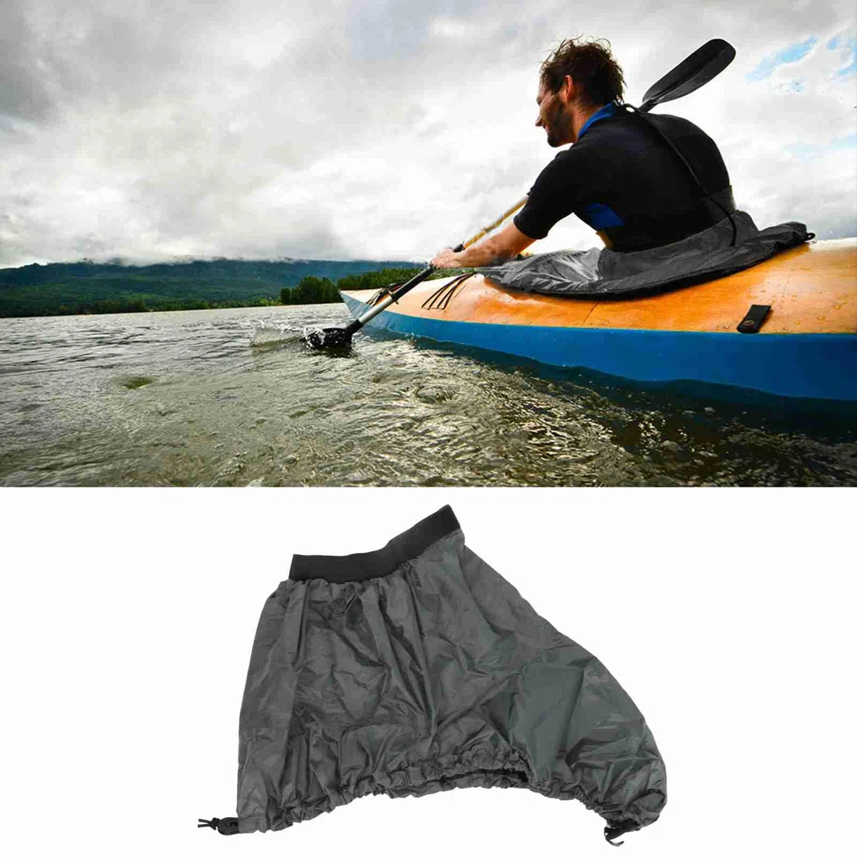 Jupe de Jet de Kayak, Accessoire de Sports Nautiques Jupe Réglable en Nylon Universelle de Jet de Kayak de Couverture Imperméable