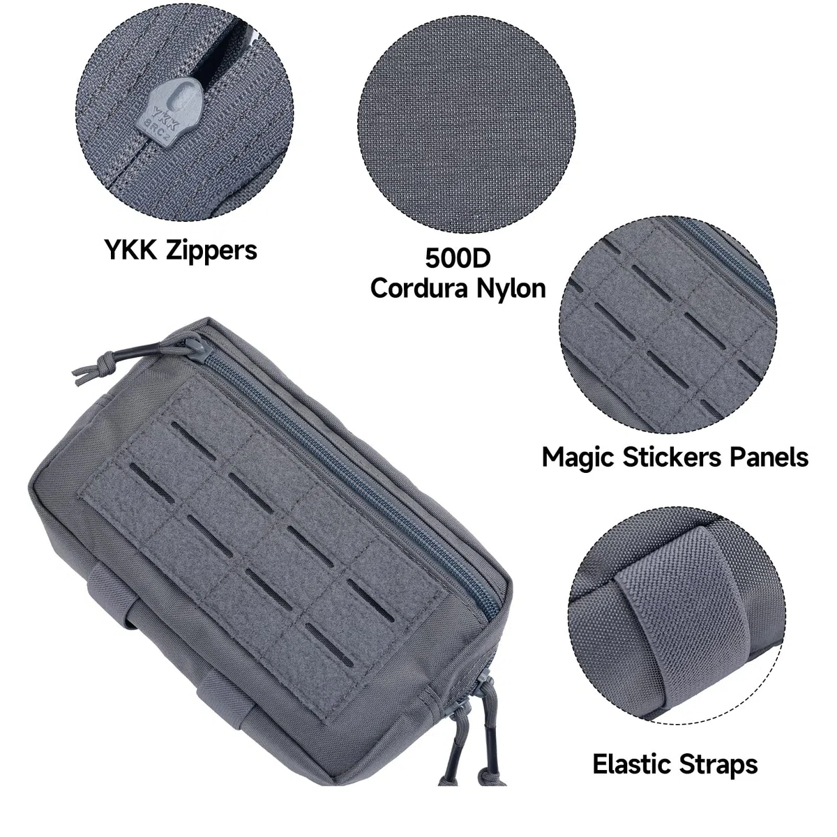EXCELLENT ELITE SPANKER Pochette Tactique Molle pour Gilet Tactique Sac de Taille Pochette d'outils Utilitaires Sac EDC Tactique(GRY)