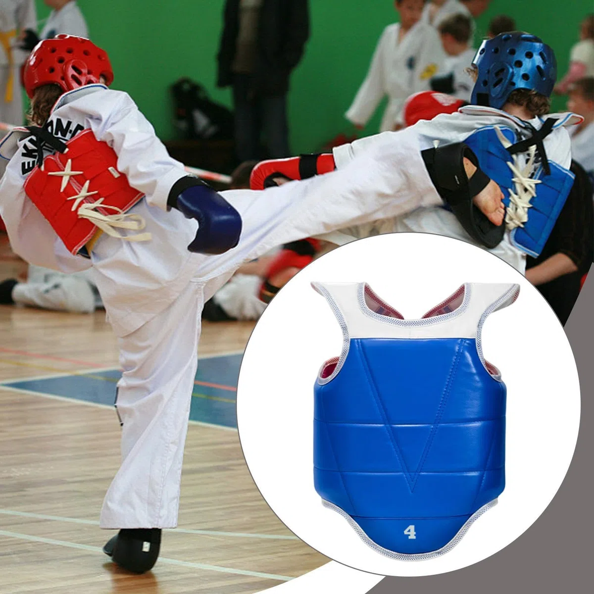 LOVIVER Protection de Poitrine de karaté réversible en PU EVA pour Sanda et Boxe