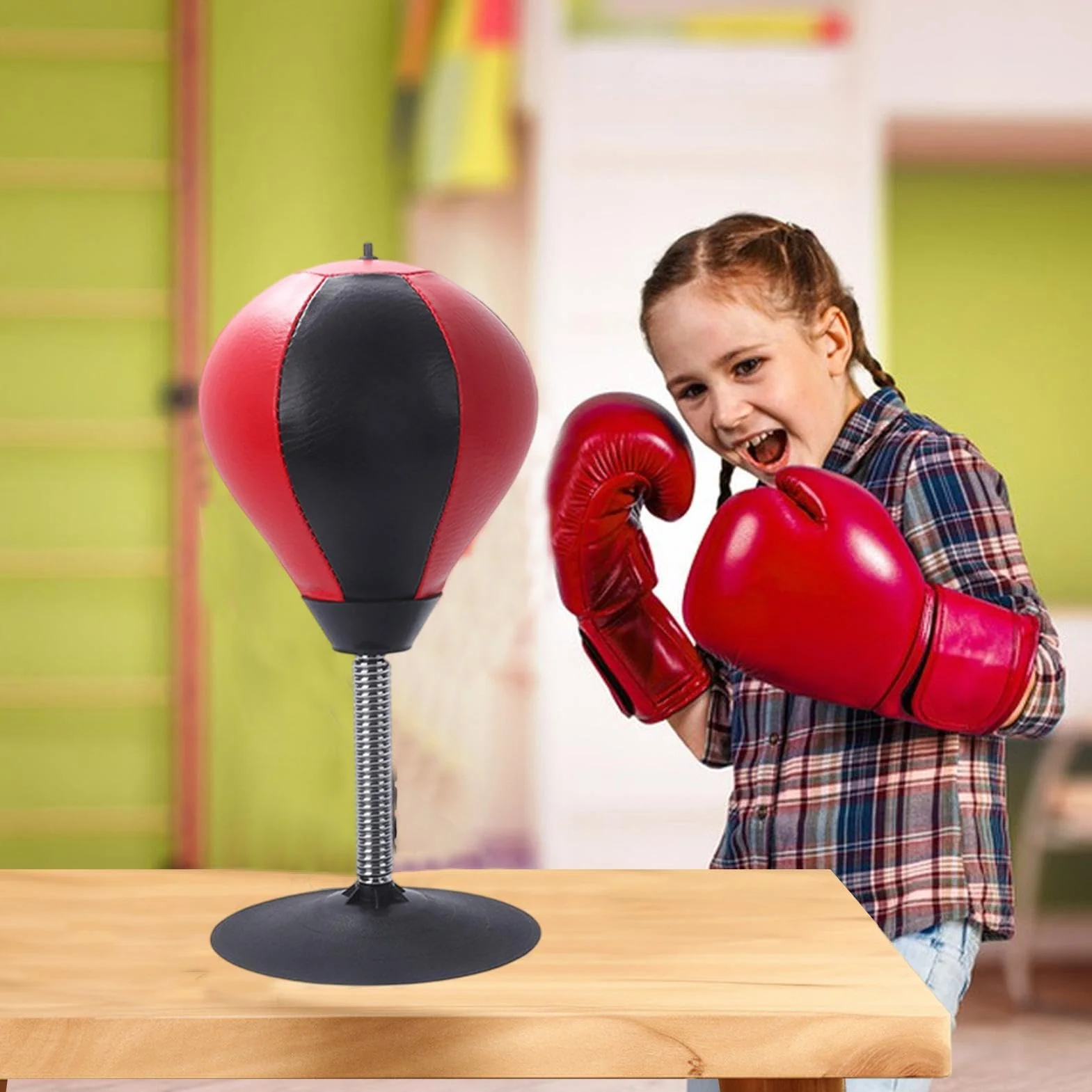 Stress Punching Bag, Desk Boxing Punch Ball with Suction Cup, Heavy Duty Stress Relief Boxing Bag with Pump, for Kids, Teenagers, Adults, Fun Stress-Relieving Office Desk Tool, Portable Punching Ball