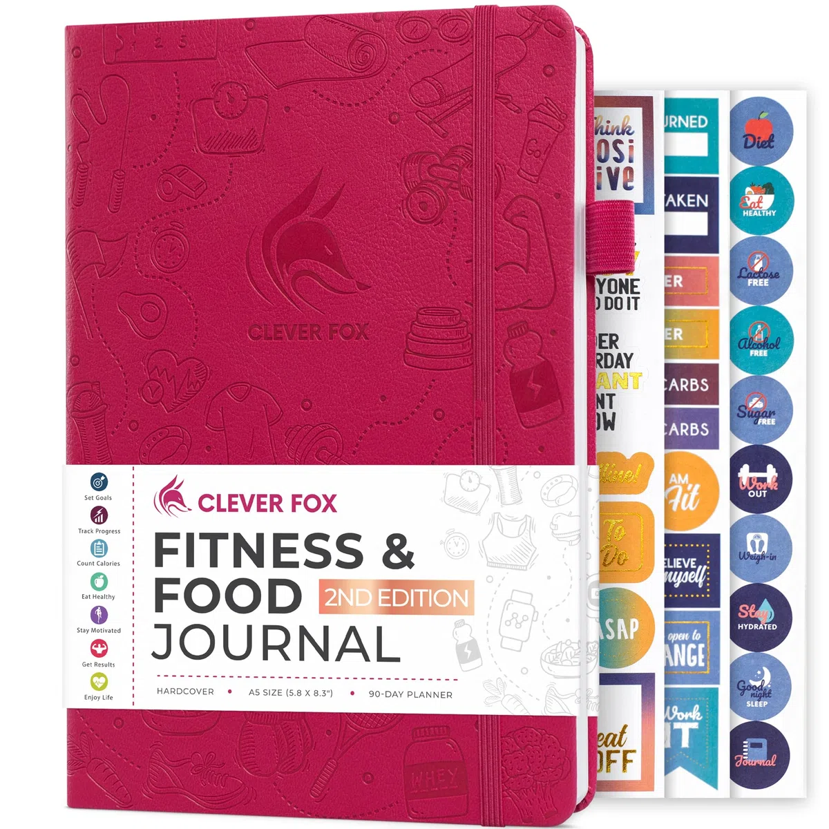 Clever Fox Journal de fitness et d'alimentation (Fuchsia, A5 (14,5 x 21 cm)