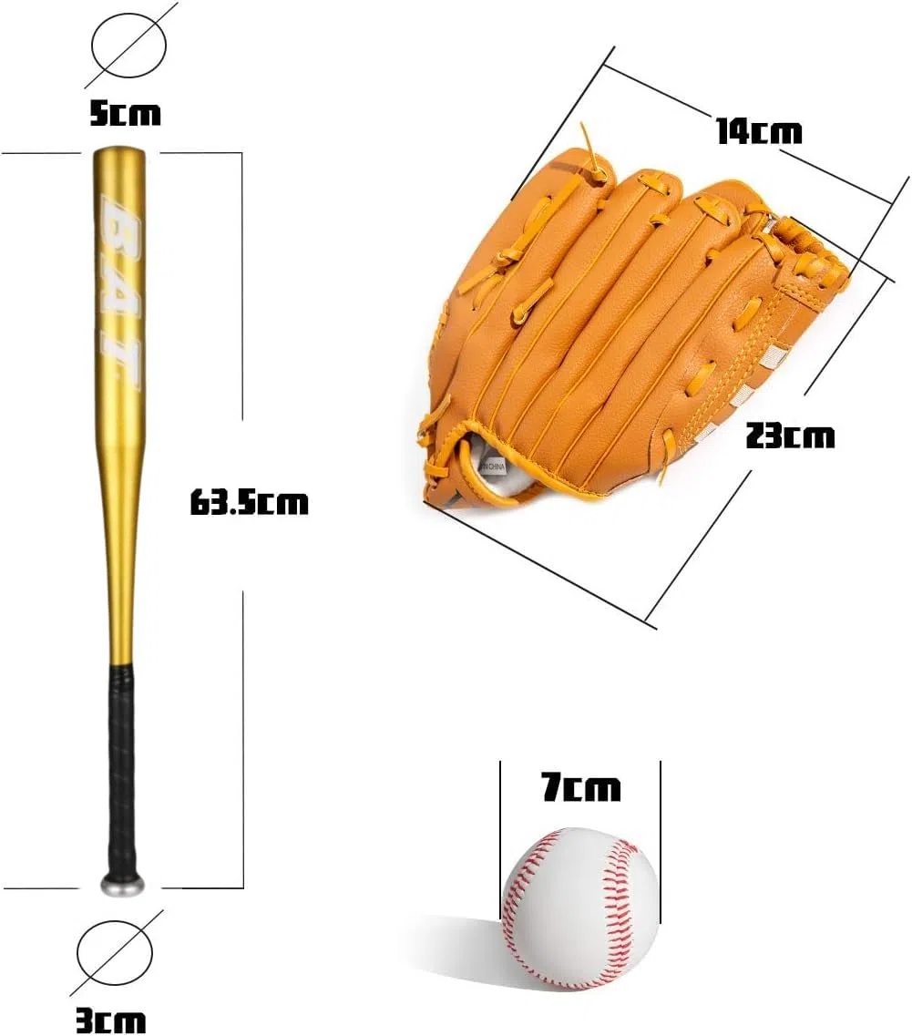Battes de Baseball 25 Pouce Aluminium Antidérapante Baseball et Gant de Baseball Métal Adulte Pro Léger pour Exercice Joueurs Jeu Homme Femme Solide Durable à la Mode