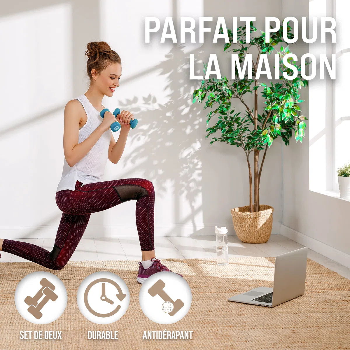 Apollo Set Haltères Musculation Courts | Poids Haltères Fitness, 2x1kg, 2x2kg, 2x3kg | Support d'Haltères Inclus Kit Musculation | Set Haltères Femmes & Hommes | Dumbbell | Haltères 1kg, 2kg, 3kg
