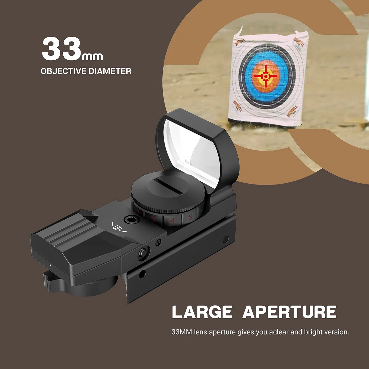 ESSLNB Viseur Airsoft 5 Paramètres de Luminosité Lunettes de Visée avec 20mm/22mm Picatinny Montage sur Rail et Couverture pour Chasse