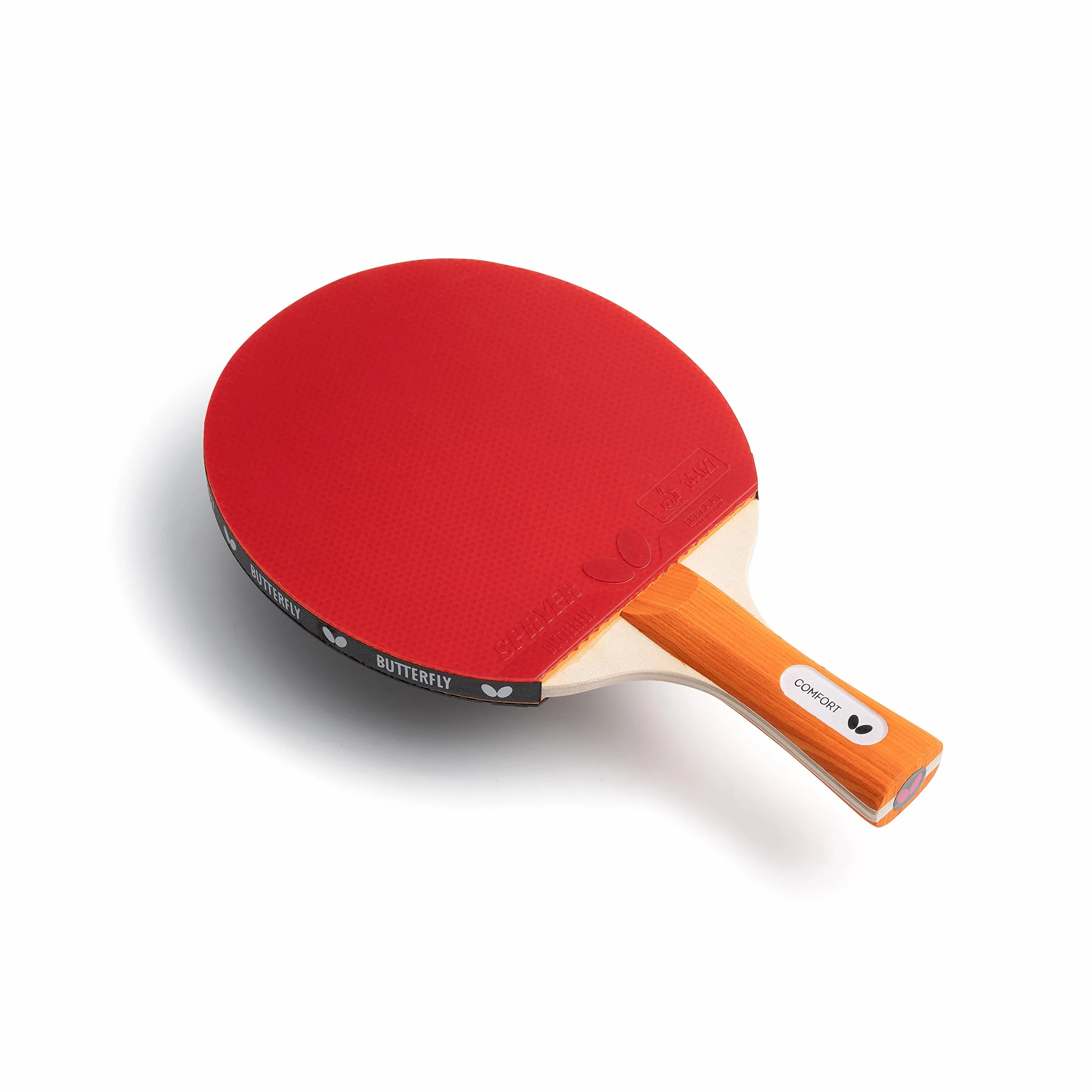 BUTTERFLY Raquette de Tenis de Table Comfort | Raquette de Tenis de Table Professionnelle pour débutants et Joueurs confirmés | Revêtements homologués ITTF Noir/Rouge | Surface adhérente