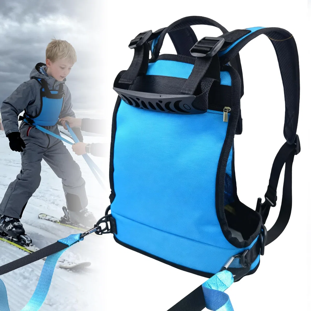 Harnais de sécurité pour ski et snowboard pour débutants, pour enfants, lanière de ski bleue pour enfants, lanière d'entraînement de ski de haute qualité pour enfants, lanière de chien stable pour