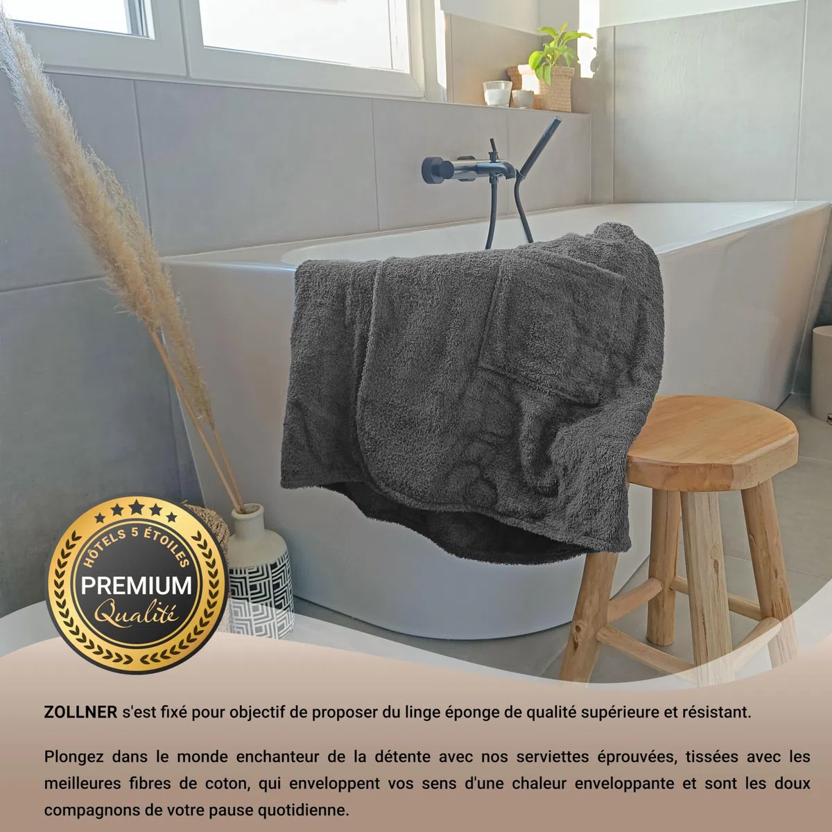 ZOLLNER Kilt de sauna pour hommes doux pour la peau et absorbant - coton - avec élastique etfermeture a scratch - certifié Oeko Tex®, 198
