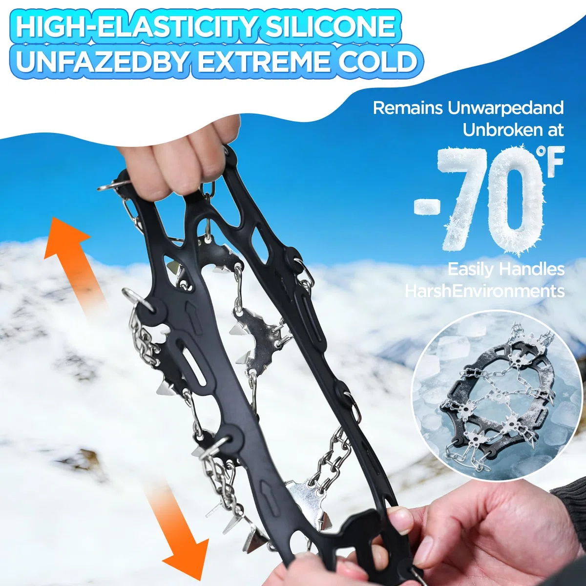 Crampons pour Bottes de randonnée, 24/32 Crampons antidérapants en Acier Inoxydable pour Chaussures et Bottes, Crampons de Traction durables pour la Marche, Le Jogging, l'escalade et la randonnée