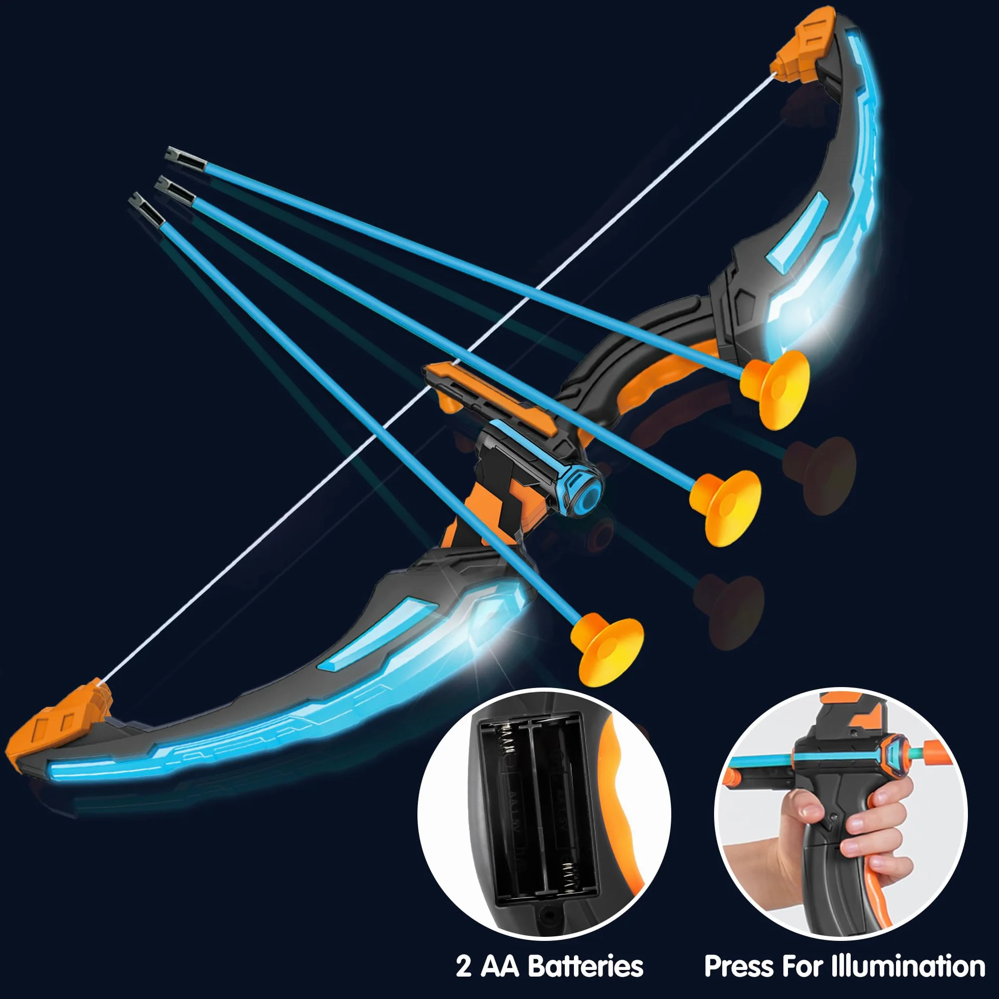 JOYIN Ensemble de Jouets de tir à l'arc avec Arc et flèche avec lumières LED Clignotantes pour Enfants, Ensemble de Jeu de tir à l'arc Lumineux avec Arc Lumineux