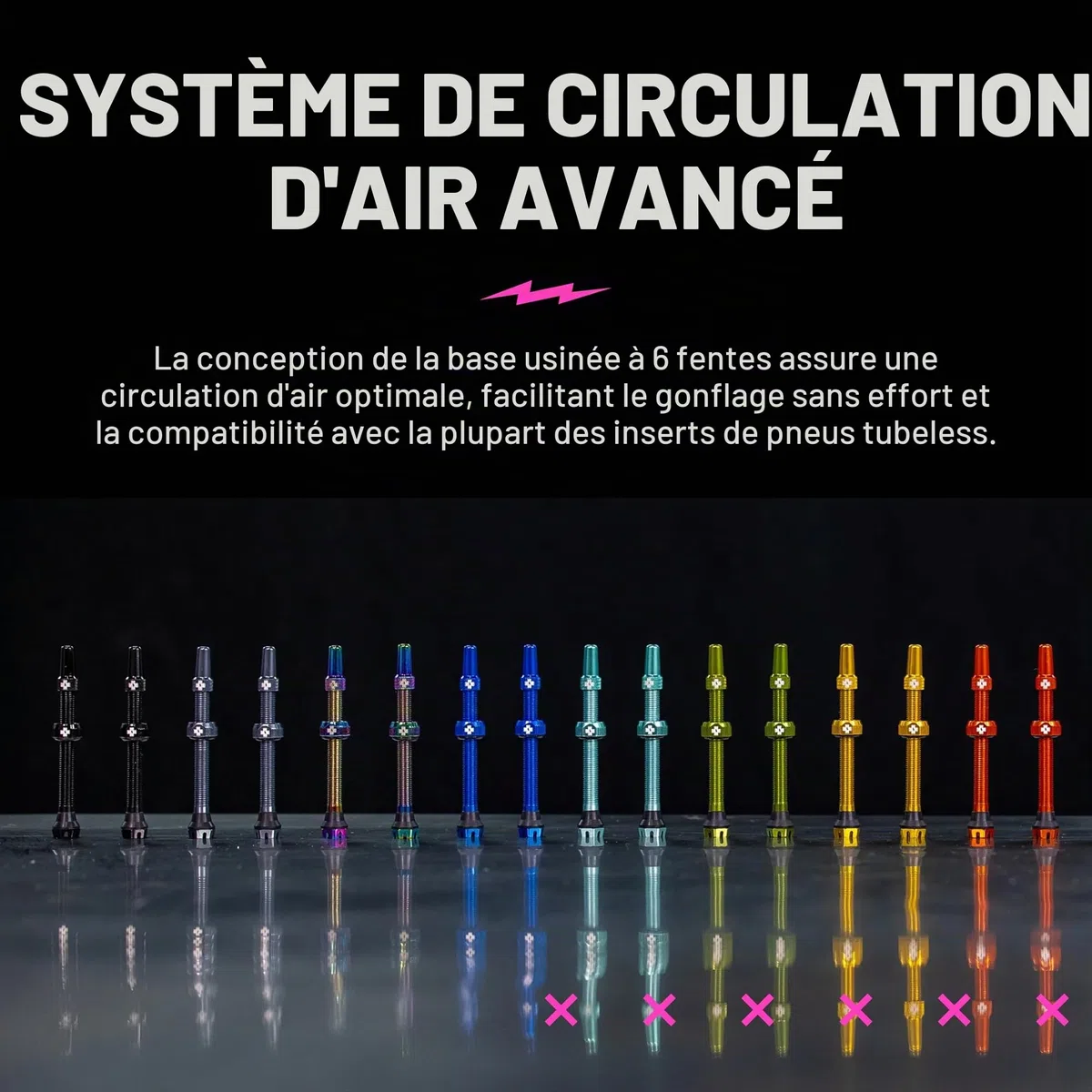 Muc-Off Valves Presta Tubeless - 44 mm - Valves de Vélo Anti-Fuite de Qualité Supérieure avec Outil Démonte-Obus de Valve Intégré - Rouge