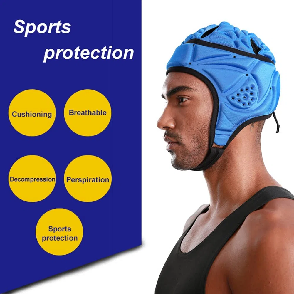 HOMU Casque Souple Casque de Rugby pour Adultes Casque de Rugby réglable Couvre-Chef rembourré réglable Casquette de mêlée de Football Casque de Gardien de But de Football avec jugulaire