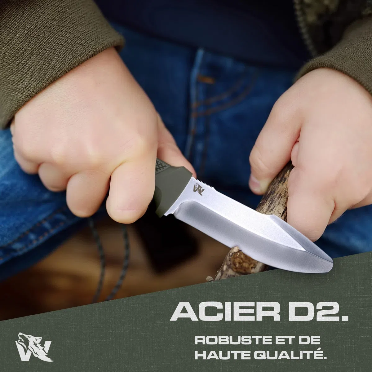 Wolfgangs W-KIDS - Schnitzmesser Kinder mit Süßem Kindermesser Führerschein - Outdoor Kinder Messer Set mit Scheide und Feuerstahl - DAS Kinder Schnitzmesser für das erste große Abenteuer