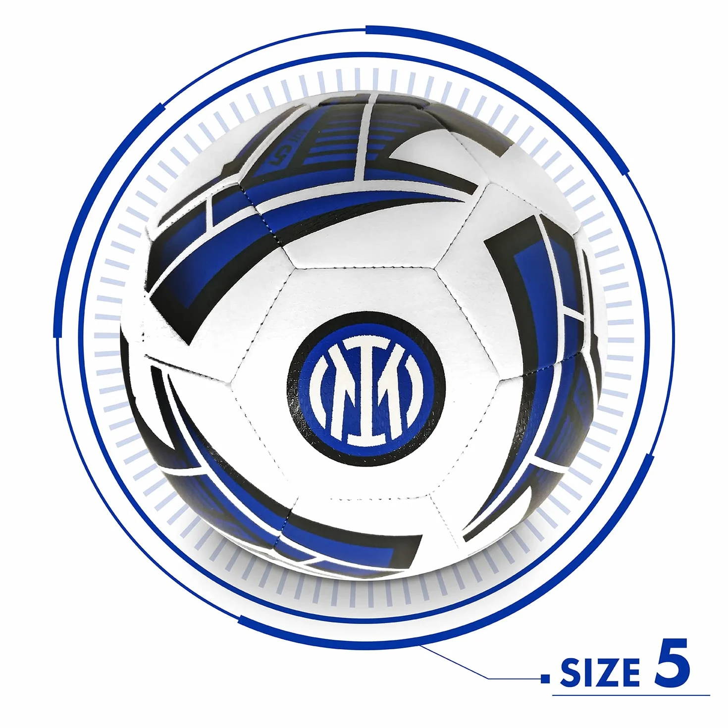 Mondo Sport - INTER Ballon de Football Cousu - Produit Officiel - Taille 5 - 400 grammes - 13642, TPU
