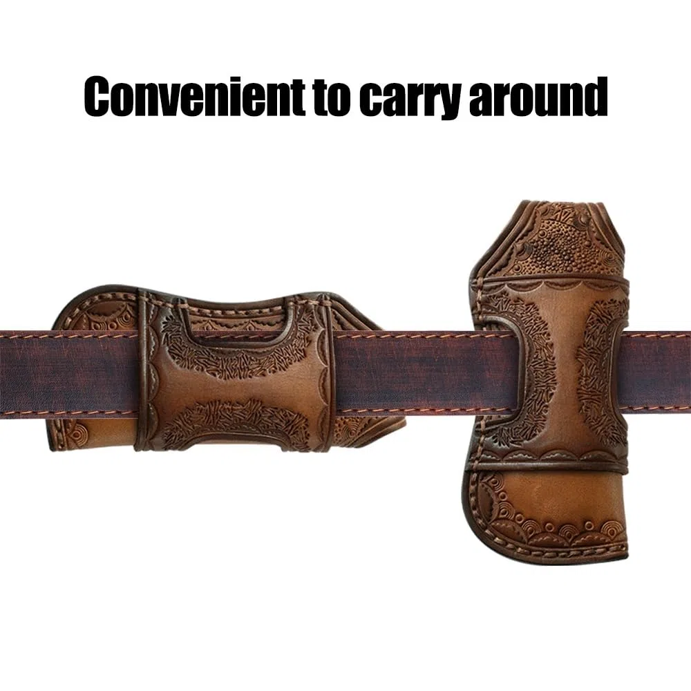 Etui en Cuir 4"-5" pour Couteau Pliant - Gaine Vintage avec Boucle de Ceinture pour Camping, Chasse (sans Couteau)