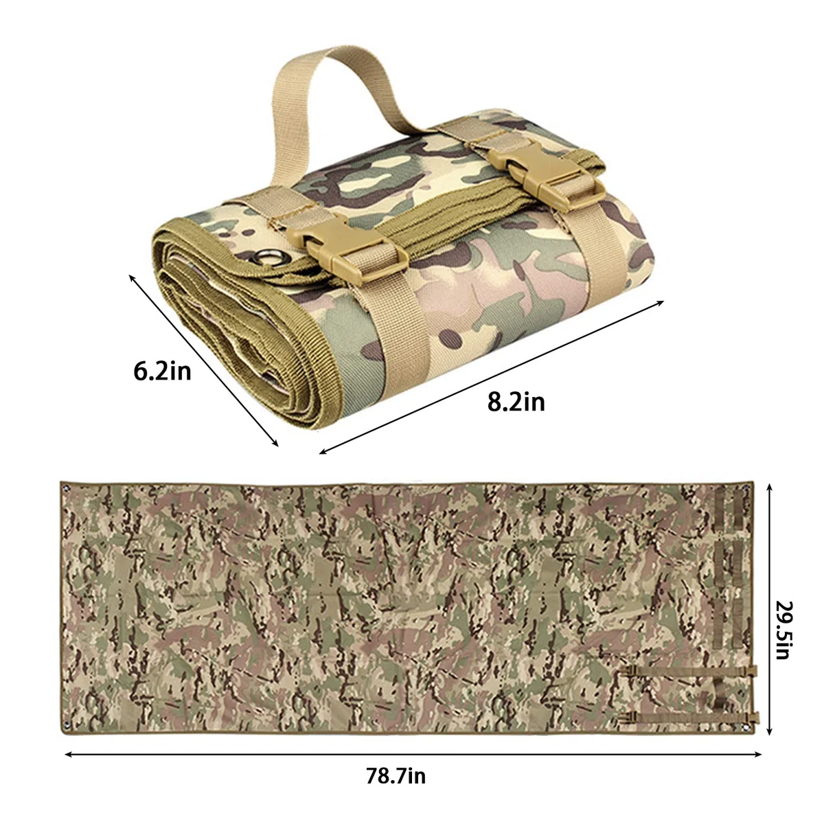 Tapis de Tir Tactique Tissu Oxford Enroulable léger et Tactique Portable Anti-dérapant Pliable Chasse Camping Accessoires pour Randonnée Camping Voyage