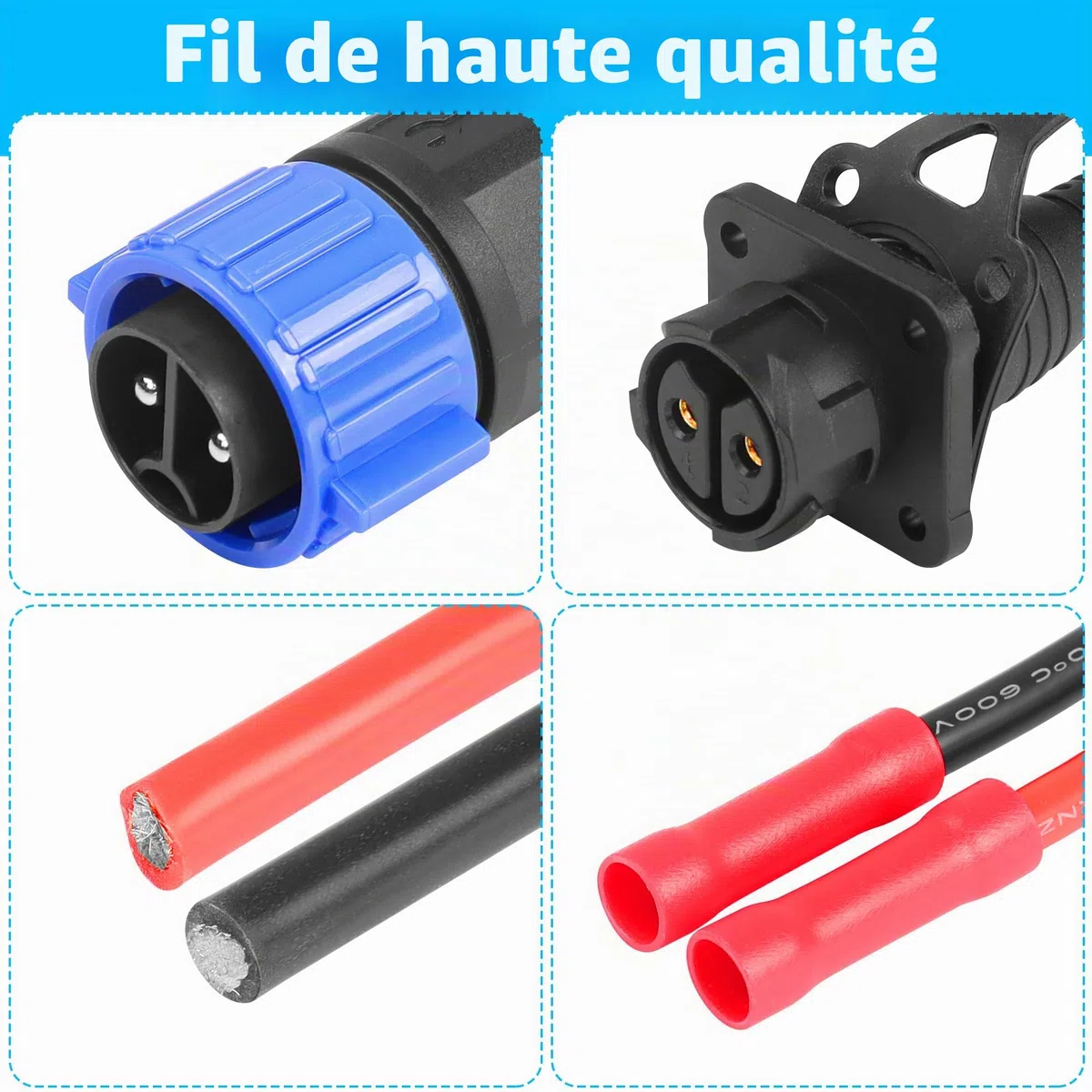 CERRXIAN Connecteur SCOT pour moteur à la traîne - Kit de connexion rapide - 2 broches - 12/24/36/48 V - Pour bateau de mer, moteur de pêche à la traîne kayak