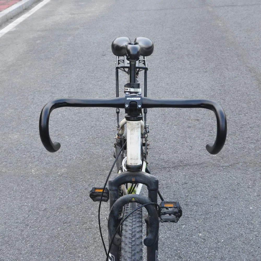 UPANBIKE Guidon cintré pour vélo de route à pignon fixe avec repose-mains 31,8 mm (noir, 31,8 mm)
