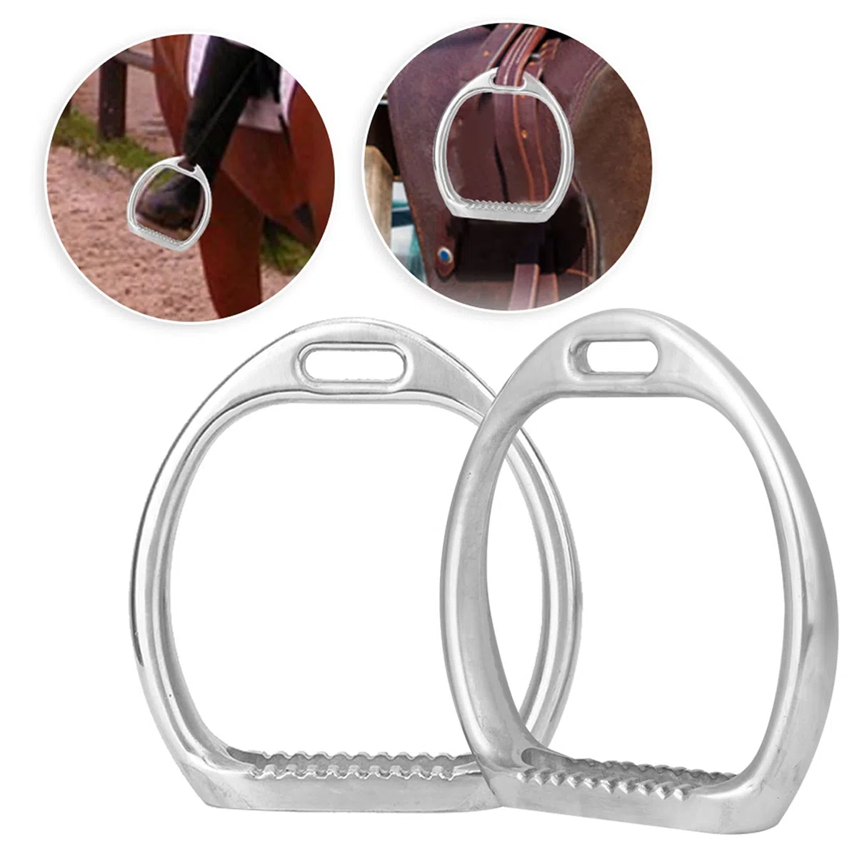 Étriers Enfants sécurité, étriers équitation légers en Aluminium Poli, moulé sous Pression pour Cavalier débutant, Accessoire Selle Cheval