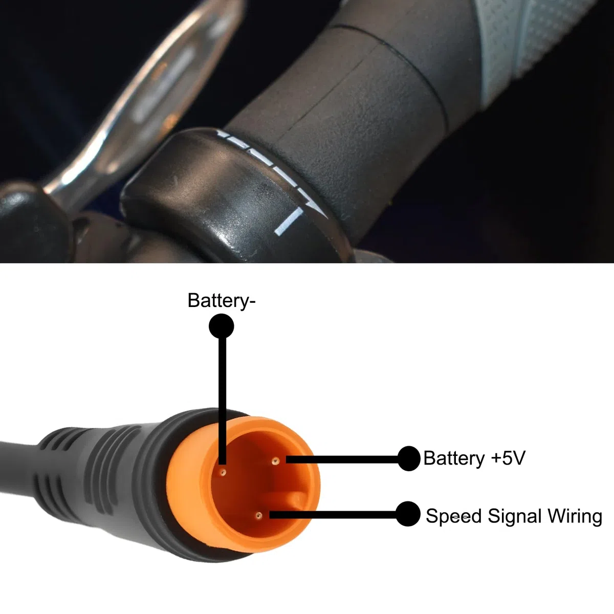 Accélérateur à Rotation Complète pour Vélo électrique 3 Broches Gauche/Droite 12-72 V Compatible avec KT Contrôleurs étanches 230 Mm