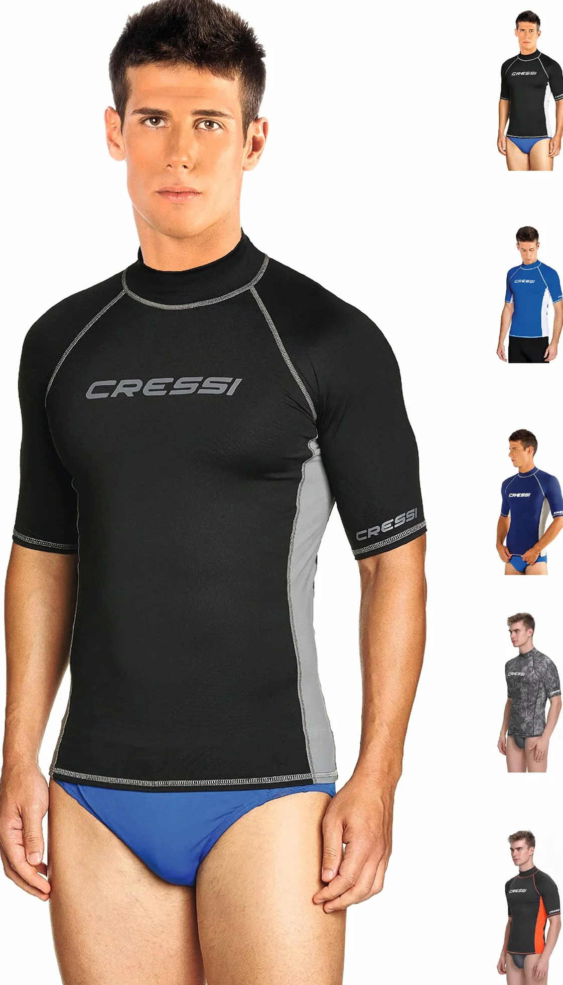 Cressi Rash Guard Rash Guard Haute de Combinaison en Tissu très élastique spéciale, Manches Longues et Courtes, Protection Solaire UV (UPF) 50+ Homme (Lot de 1)
