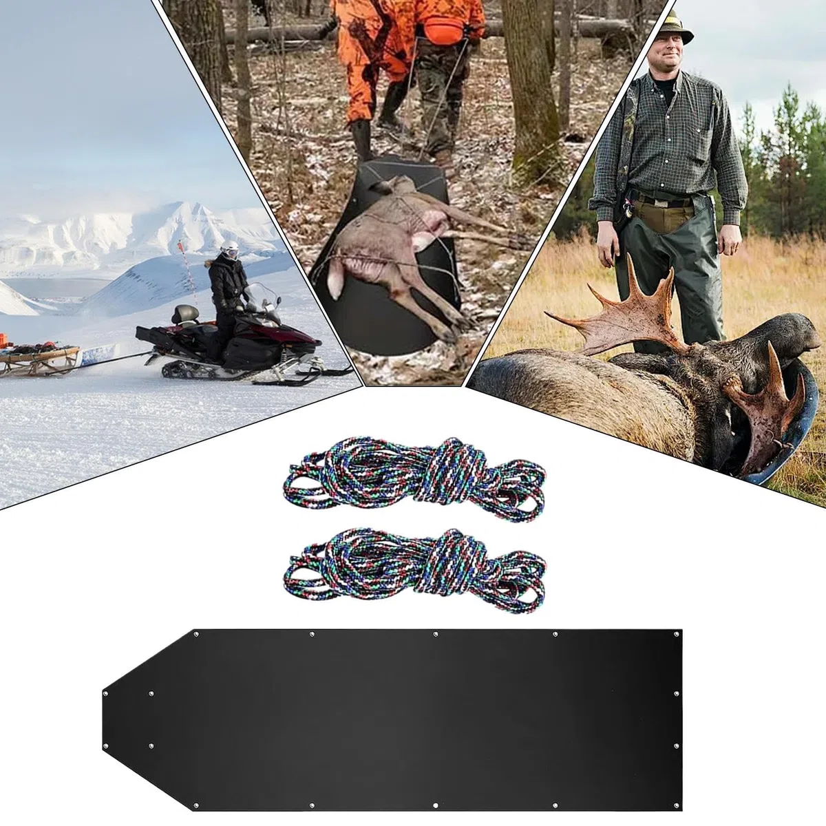 Luge de Chasse - Chariot de Transport Lourd pour Chasse et Débardage,Traîneau de Transport Extérieur pour Neige Bois Chasseurs Pêcheurs Plage Glace