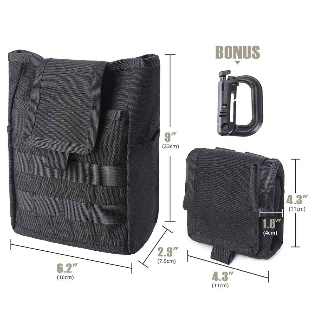 WLXW Pochette Tactique MOLLE - Pochette Utilitaire Enroulable Qualité Militaire Cordon Serrage Ouverture Rapide, Compatible Ceinture Ambidextre Ceinture Combat, Organiseur EDC Compact Chargeurs Équipe