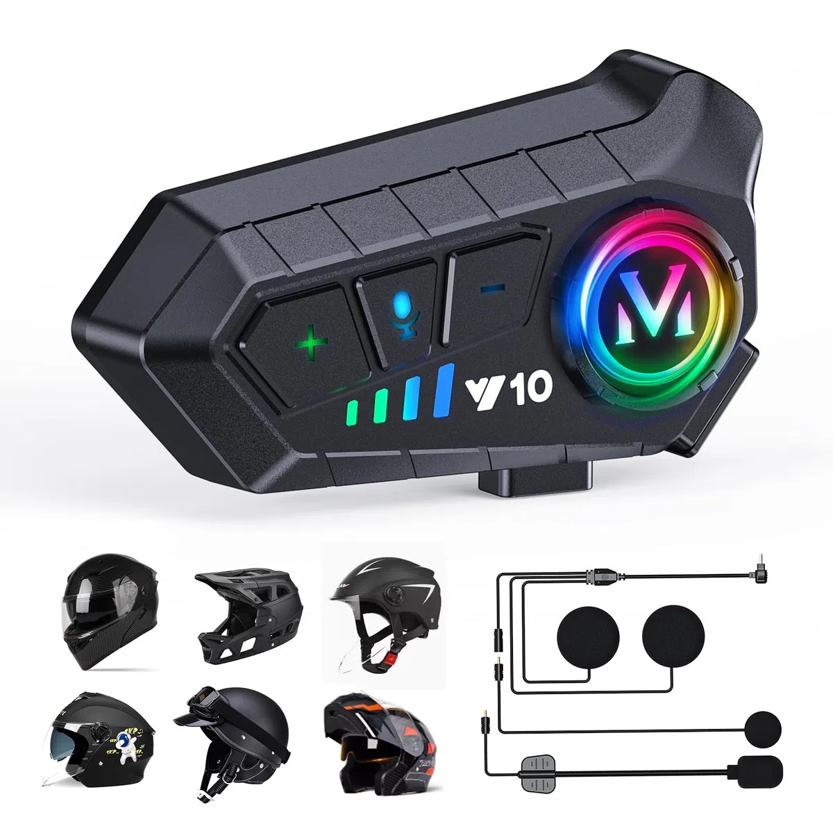 Casque Moto Bluetooth Casque de Ski Antibruit Stéréo Musique Réponse Automatique ipx6 Étanche Réponse Automatique Smart Noise/Wake Up Siri 1000mAh