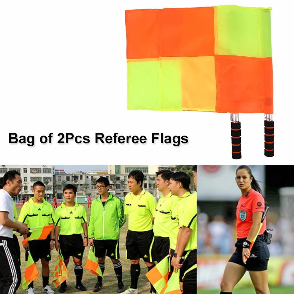Drapeaux pour Arbitre de Football, Drapeau de sport, drapeau de juge de touche rouge et jaune, drapeau d'arbitre étanche, utile pour l'équipement de football de football