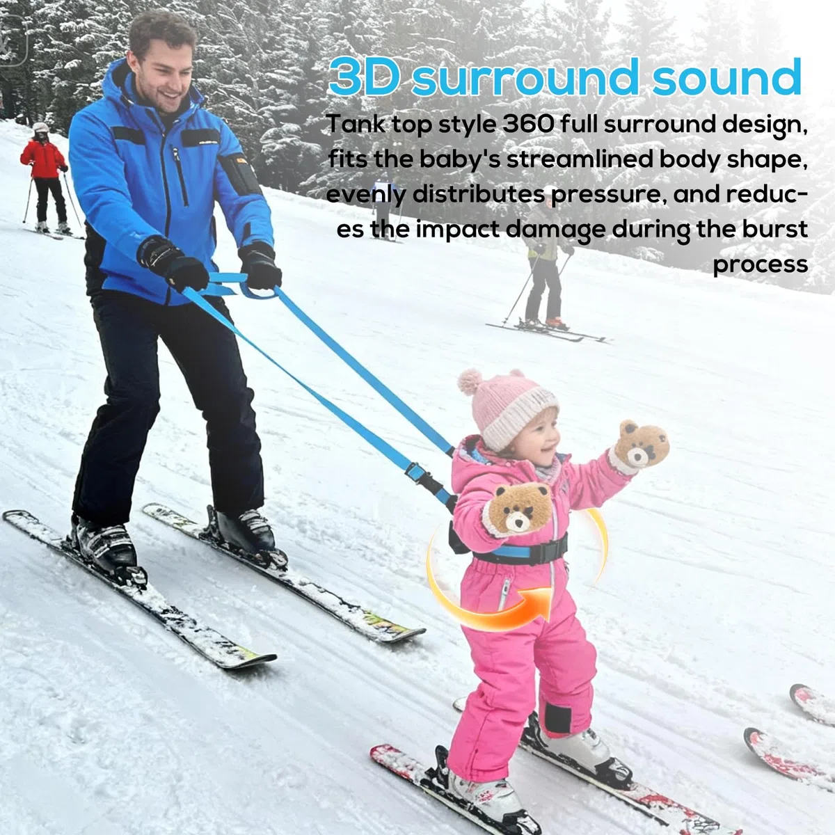 Harnais de sécurité pour ski et snowboard pour débutants, pour enfants, lanière de ski bleue pour enfants, lanière d'entraînement de ski de haute qualité pour enfants, lanière de chien stable pour