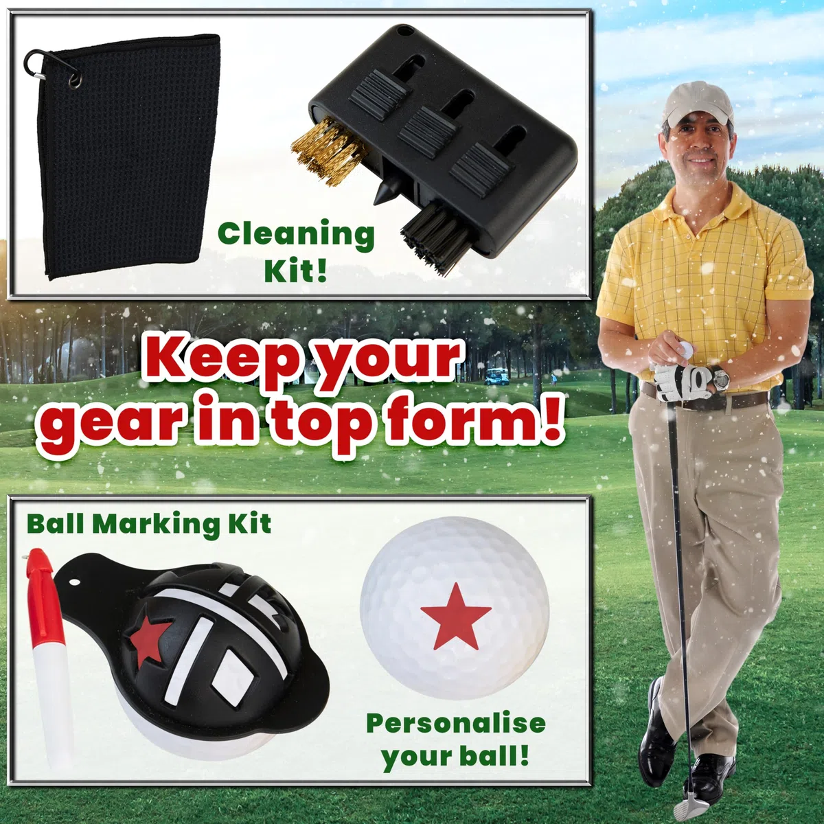 KreativeKraft Calendrier de l'Avent 2025 pour Golfeurs Calendrier Compte à Rebours Noel 24 Accessoires Golf Chaussettes Serviette Cadeau Homme