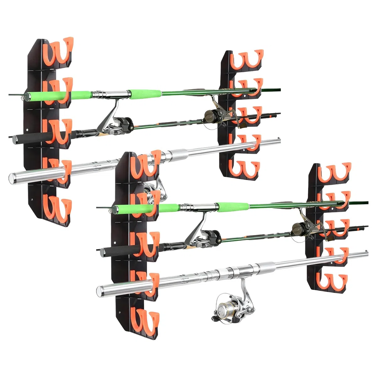 Porte Canne à Pêche, 2 Paire Support de Canne à Pêche Horizontal, Rod Rack Stockage de 20 Pôles, Support Cannes à Pêches Ratelier, pour Garage, Bateaux, Montage Plafond Ou Mur