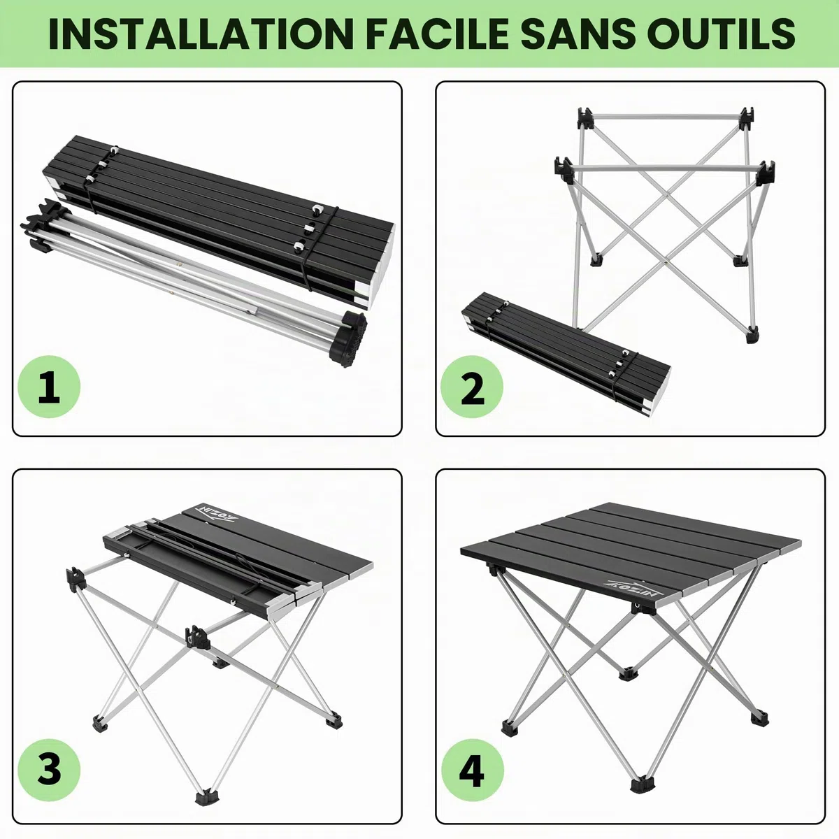 Table de camping pliable - Table de pique-nique portable pliable - Petite table pliante en aluminium avec sac de transport - Convient pour la plage, le pique-nique, le camping, la pelouse (S)