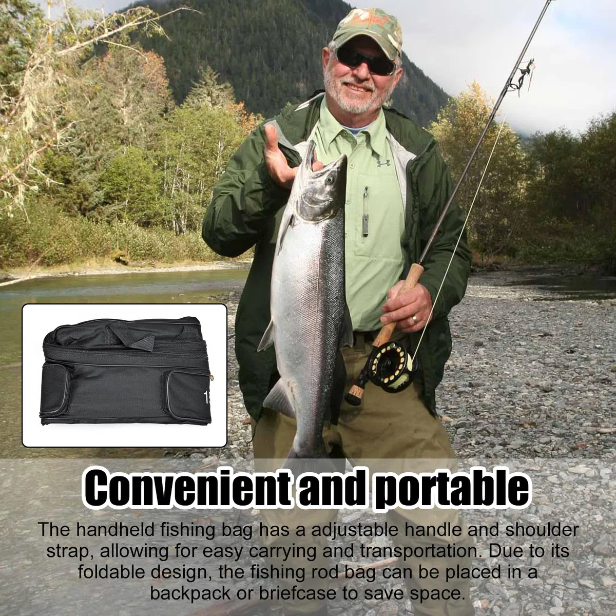 Fourreau Canne À Pêche, Sac De Pêche 150 Cm, Sac De Pêche Portable Pliable Imperméable Oxford, Sac De Canne À Pêche Avec Bandoulière Réglable Et Poignée Pour Pêche, Moulinet, Pôle, Gear Tackle, Outil