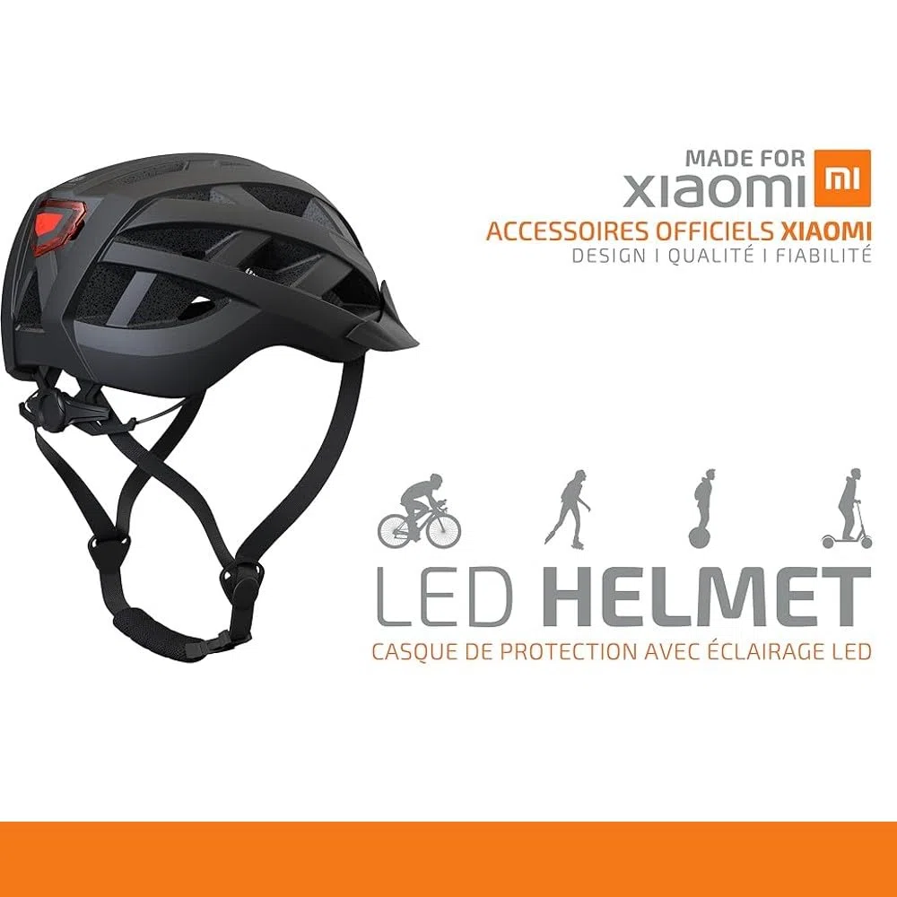 Made for XIAOMI LED Helmet Casque de Protection Officiel, Dispositif LED, 3 Modes éclairage, EPI, PPE, Confortable, Design, Sécurité, Visière Amovible, Mobilité Urbaine, Sport