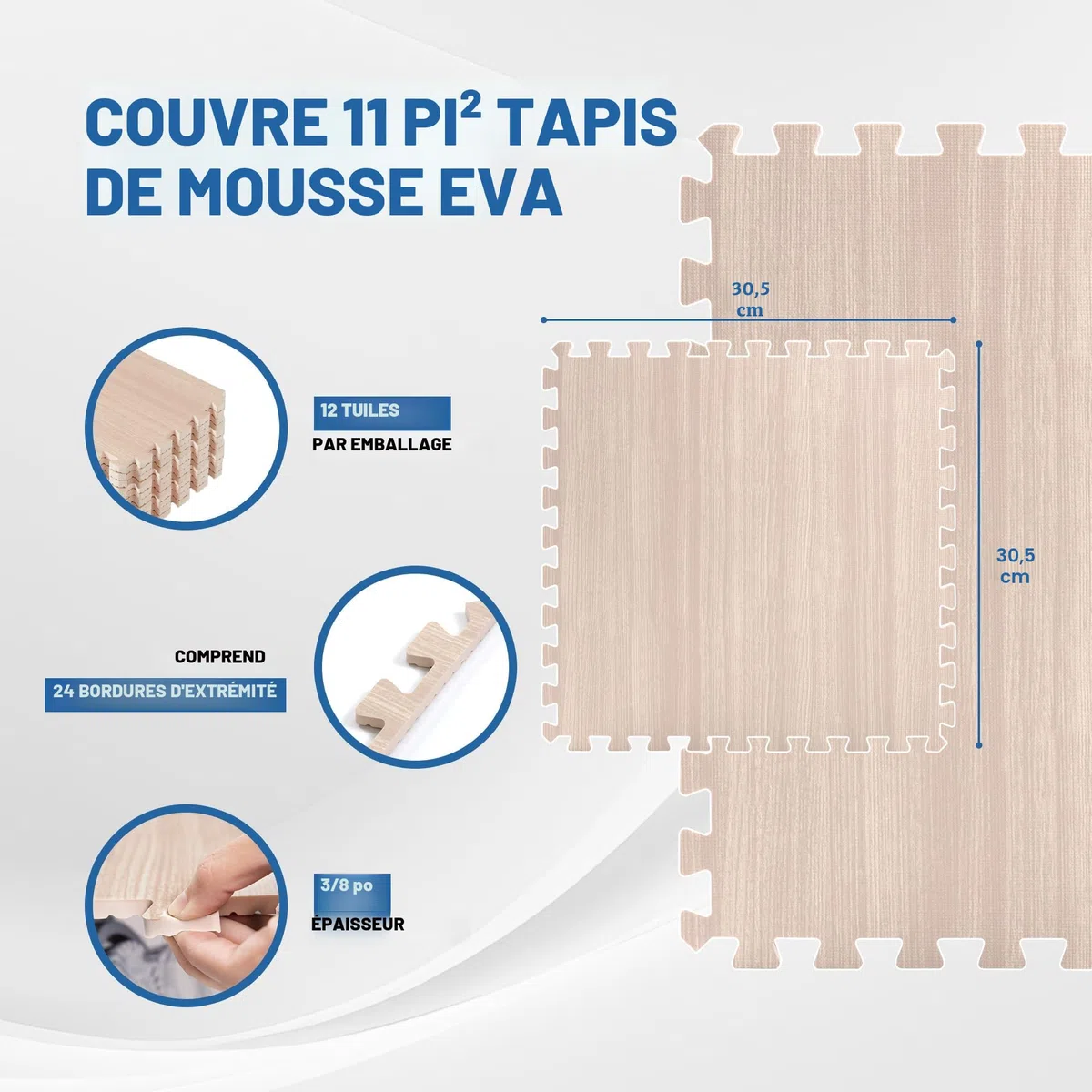 Yes4All Tapis de Sol Interlocking en EVA, Dalles Puzzle en Mousse avec Bordures, Protection de Sol pour Meubles, Maison, Salon et Garage, 1/1.4/3 m²