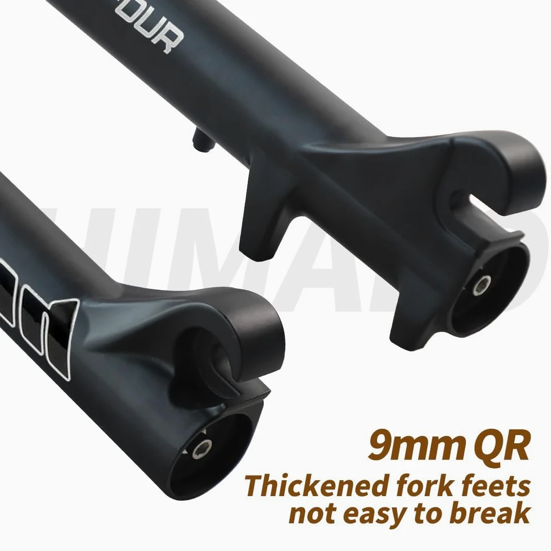 26'' Vélo Fat Fork Descente VTT Fourche À Suspension Pneumatique Débattement 140mm Droite Double Épaule Fourche Rebond Réglable Frein À Disque ， pour Pneu 4.0 (Color : Black)