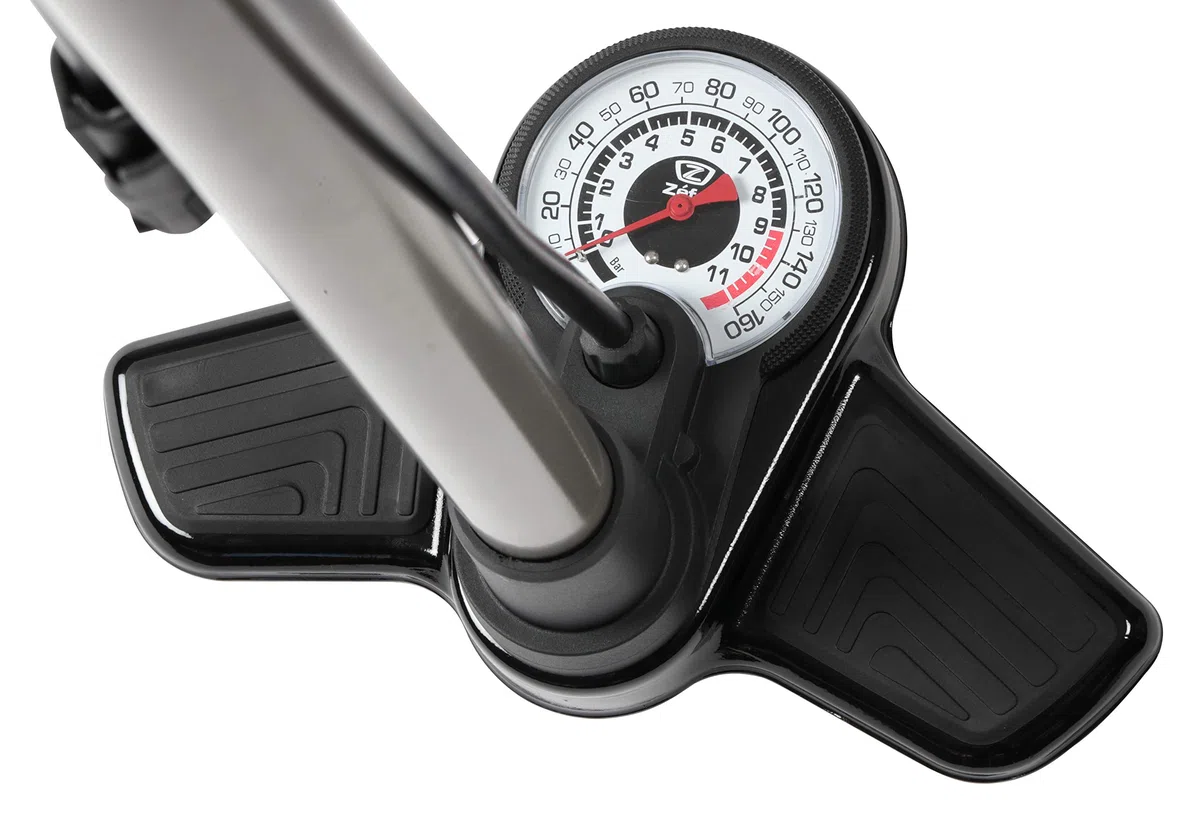 ZEFAL Profil Max FP20 - Pompe à pied vélo - Manomètre et Raccord Intuitif Z-Switch, Argent