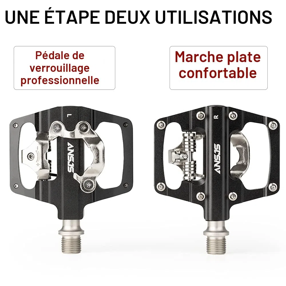 SPD Pédales de vélo 2 en 1, en Aluminium CNC, antidérapantes, pour BMX, VTT, Trekking, vélo de Route, axe 9/16"