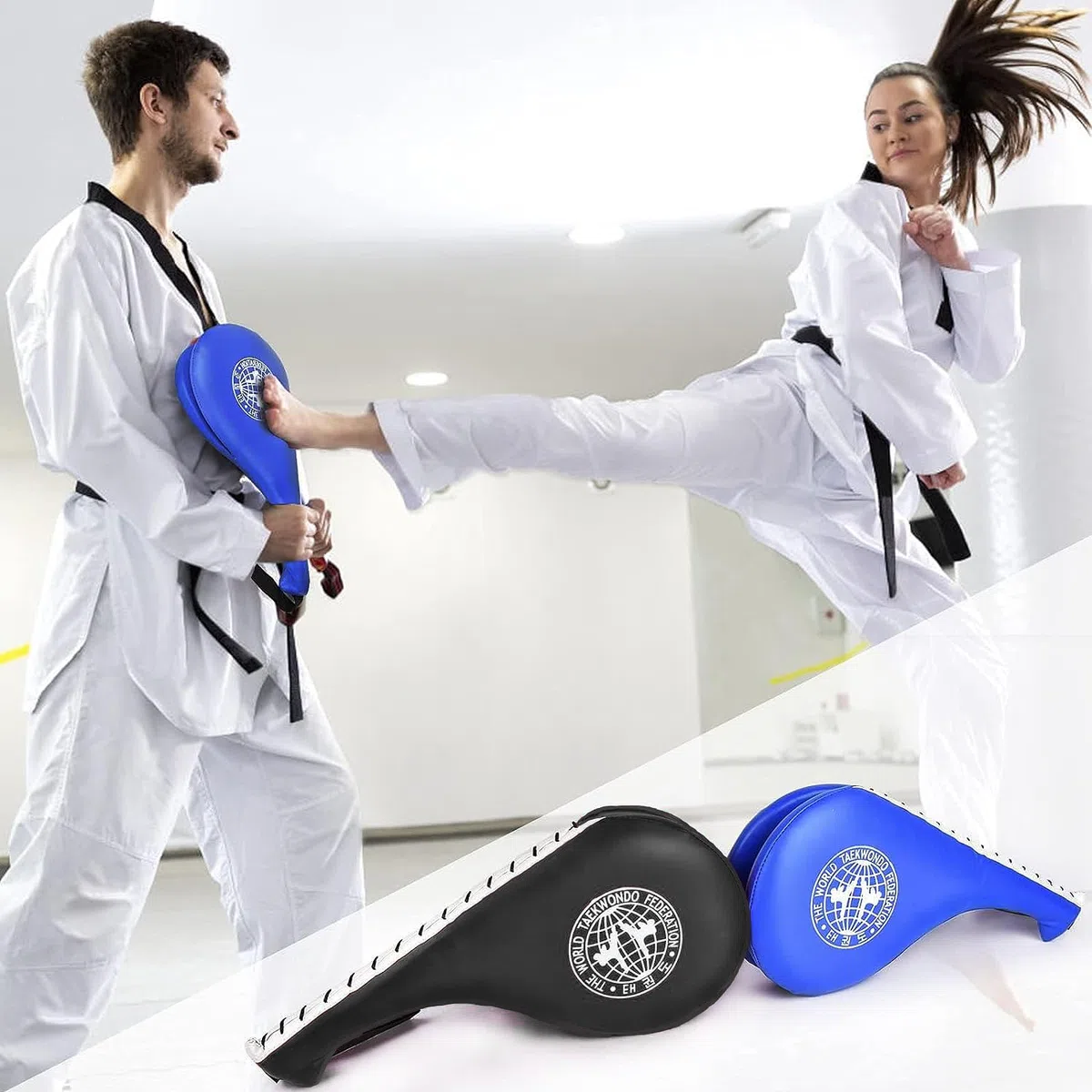 Lot de 2 Raquettes de Taekwondo Double Kick Cibles Durables - Pads de Boxe Solides pour Arts Martiaux - Pads de Poing pour Karaté, Kickboxing, MMA - Pratique pour Enfants, Jeunes et Adultes