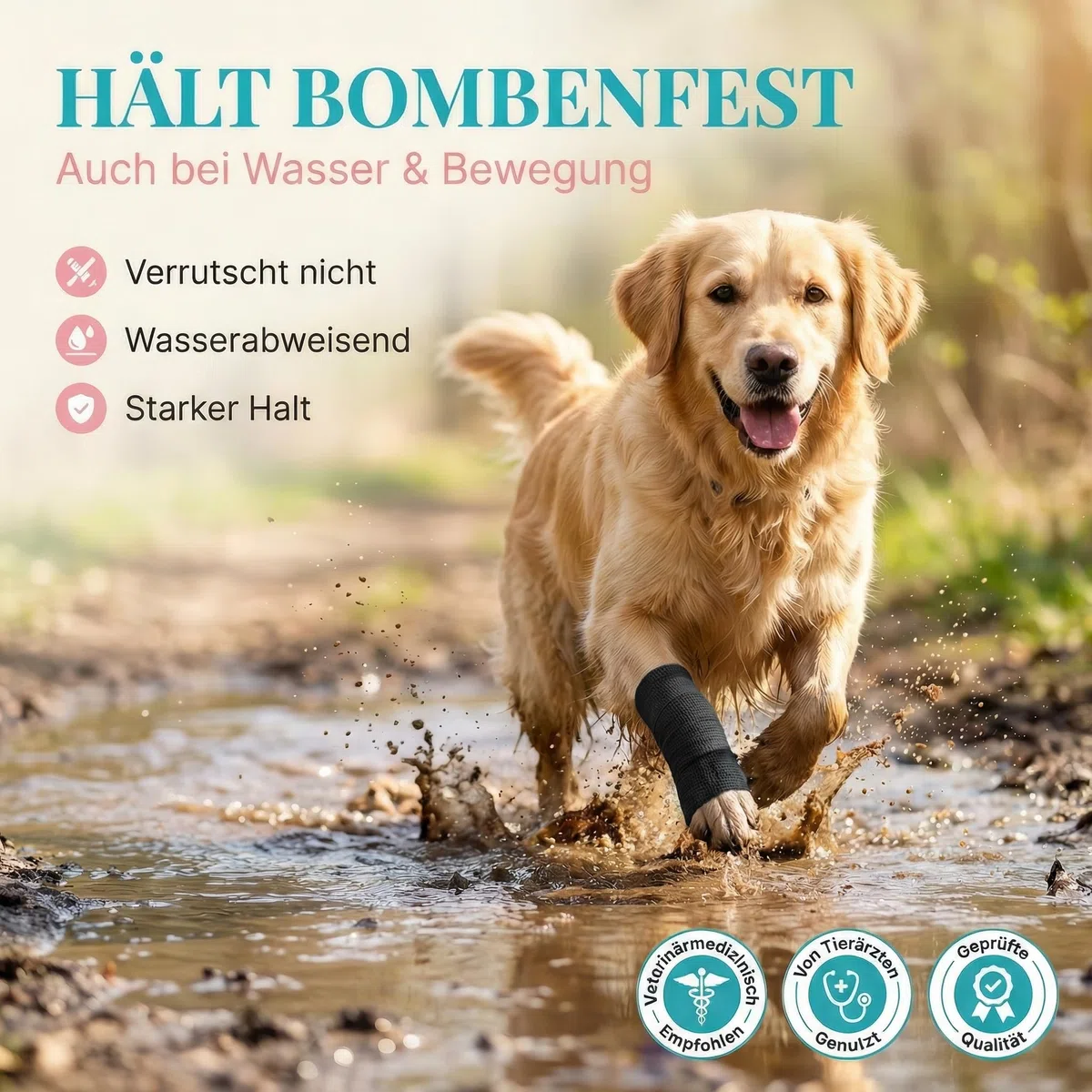 HUND IST KÖNIG Bandage adhésif bandage élastique 12 x 4,7 m - Bande adhésive adhésive pour homme et animal - Bandage de fixation - Bande adhésive autocollante - Bandages adhésifs