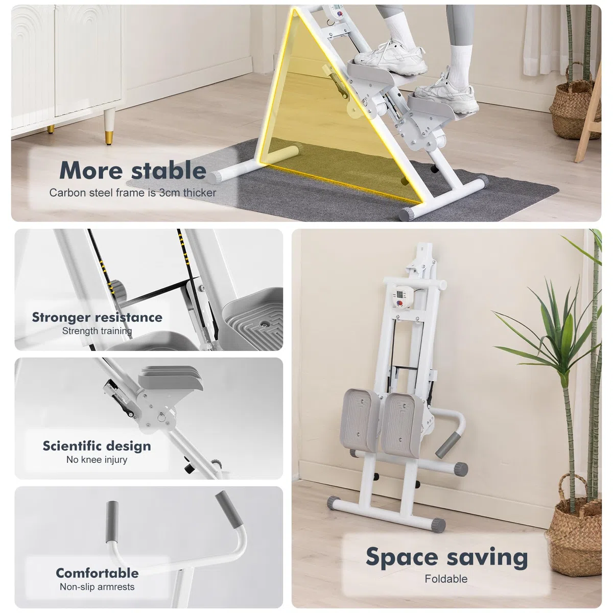 Stepper, Climber Fitness,Appareil d'exercice pour Le Step avec écran LCD et poignées