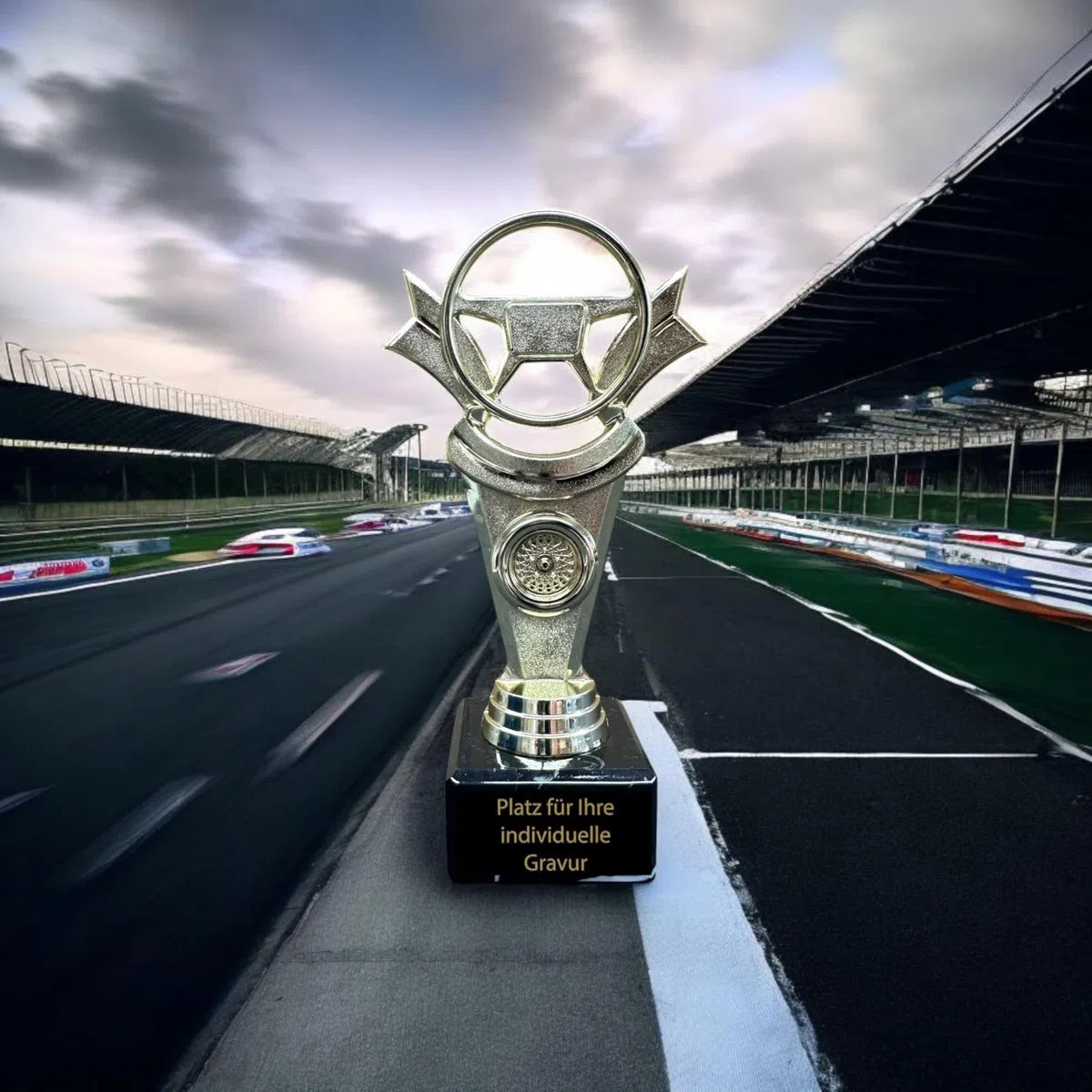 Coupe de tuning de 17,5 cm pour les amateurs - Trophée personnalisable avec gravure au choix - Volant doré - Parfait pour les ateliers automobiles