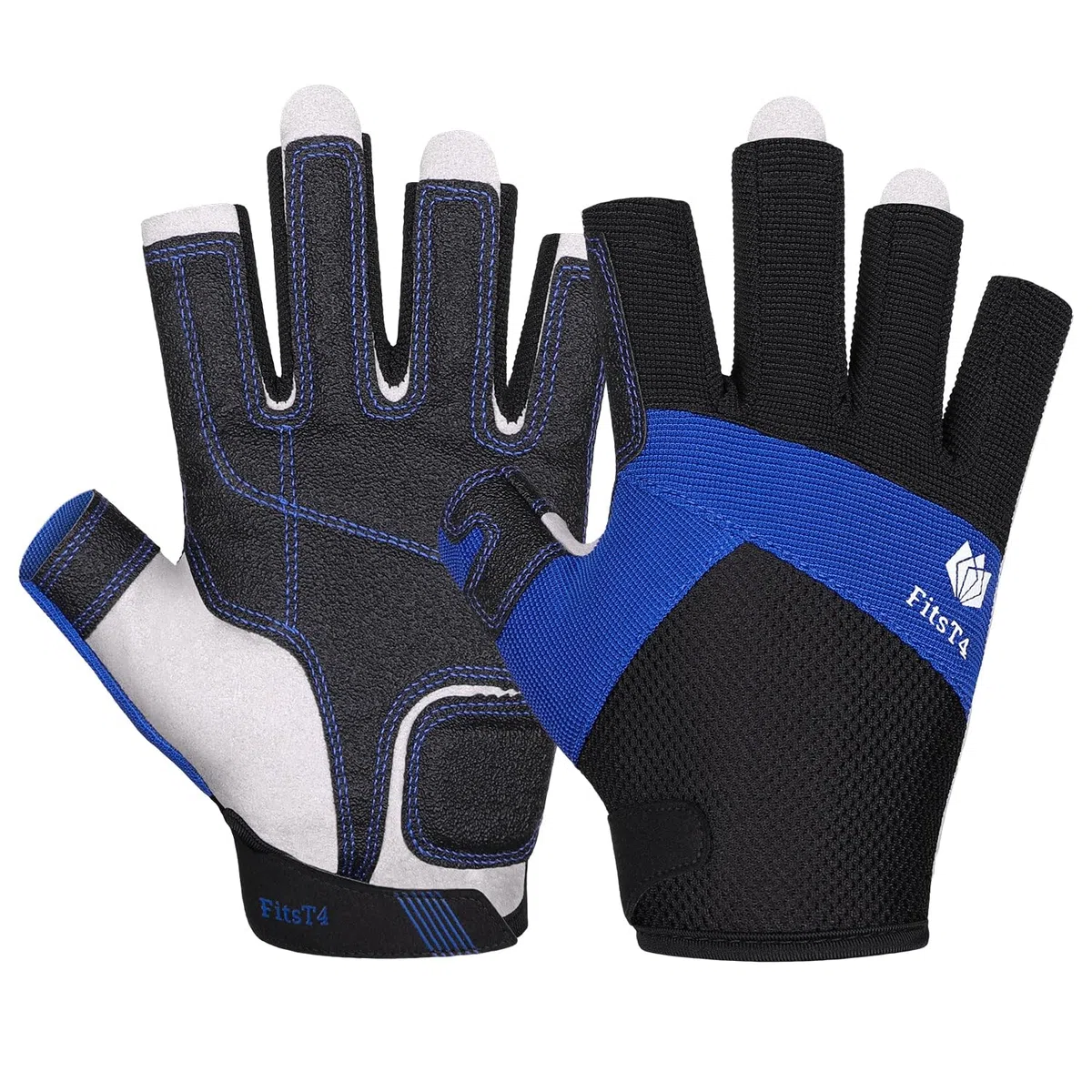 FitsT4 Sports 3/4 Doigts Paume rembourrée Dos en Maille pour Plus de Confort Parfaits pour la Voile, Le canoë, Le Kayak, Le Sup et Le Stand up Paddle